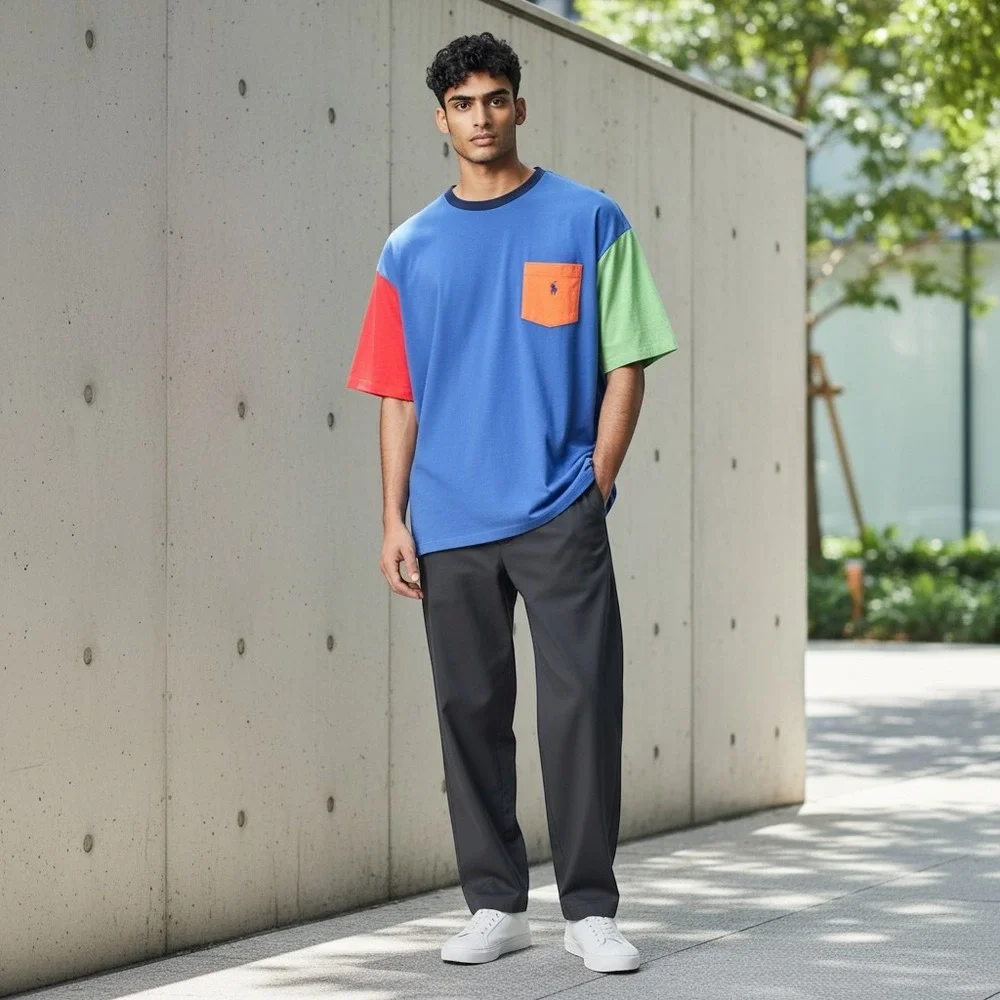 Polo Ralph Lauren Mens 2XLT Colorblock Pocket Pony Logo‎ Preppy Designer Retro